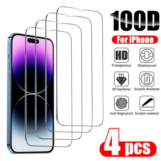 4-Pack Tempered Glass Screen Protectors for Various iPhone Models"